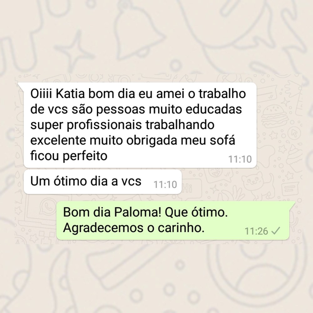 Depoimento de cliente Lavagem e Higienização de sofa em São Paulo